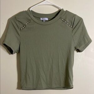 3/$15. Olive Green Ribbed Women's Top